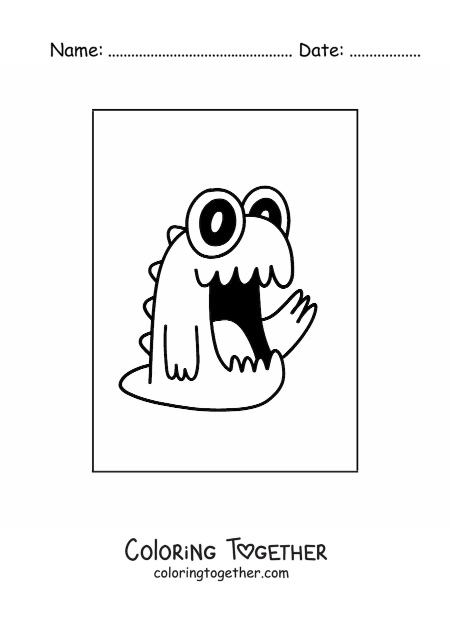 Coloring page of an alien monster