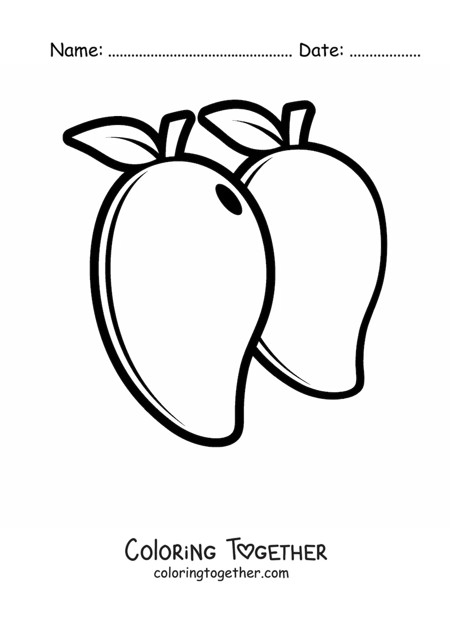 Coloring page of two mangoes