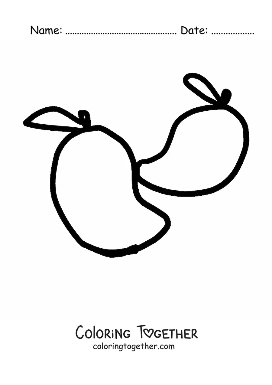 Coloring page of two mangoes