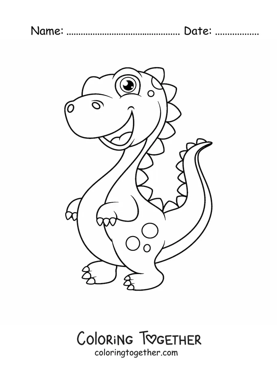 Coloring page of a big beautiful baby dinosaur
