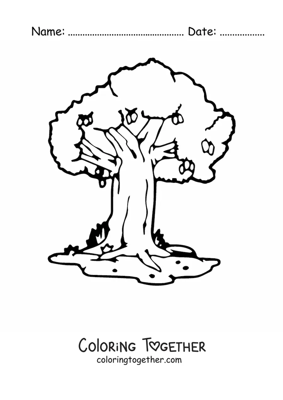 Coloring page of a mango tree
