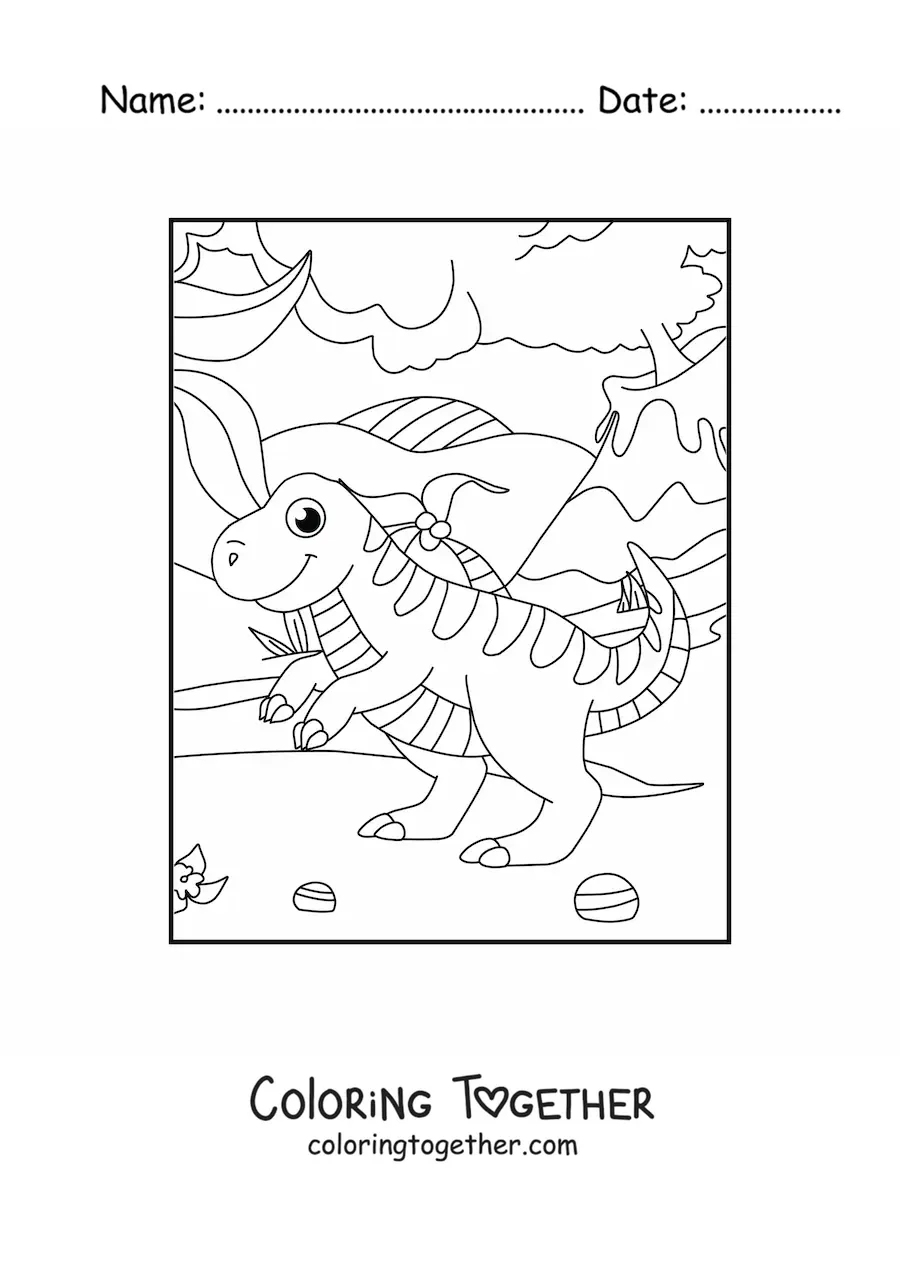 Coloring page of a cute bipedal carnivore dinosaur