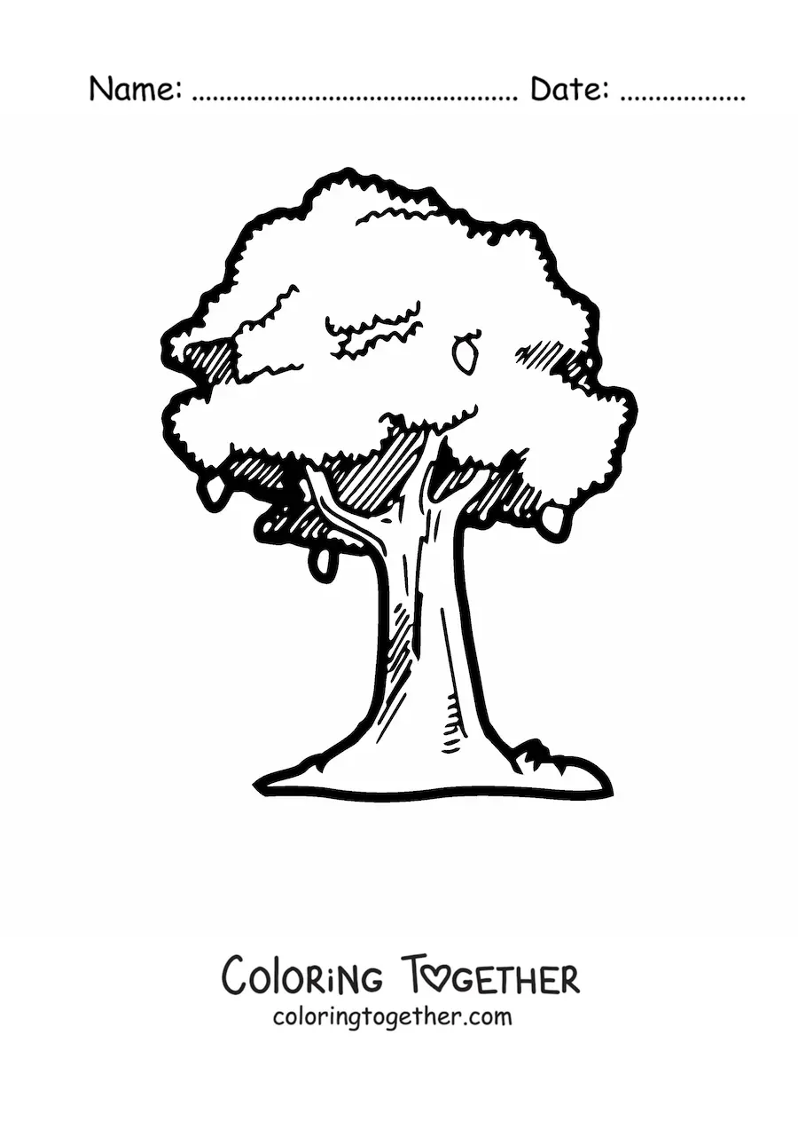 Coloring page of a mango tree