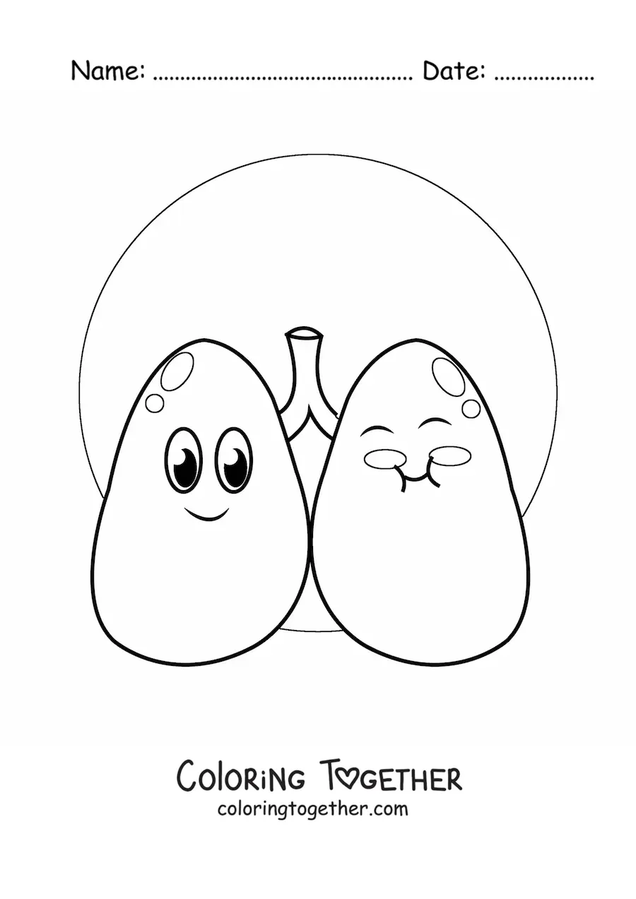 Coloring page of big kawaii cartoon kidneys