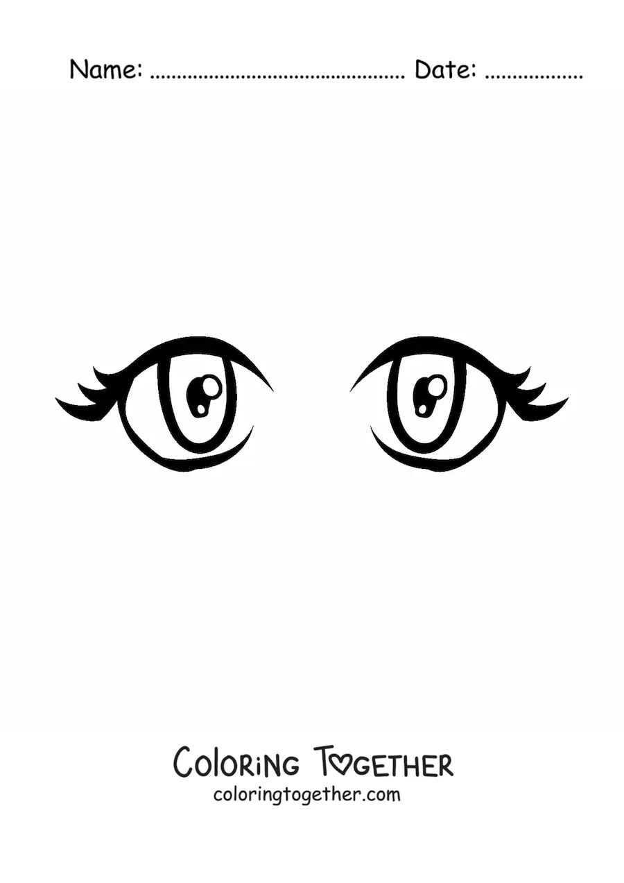 Coloring page of anime eyes