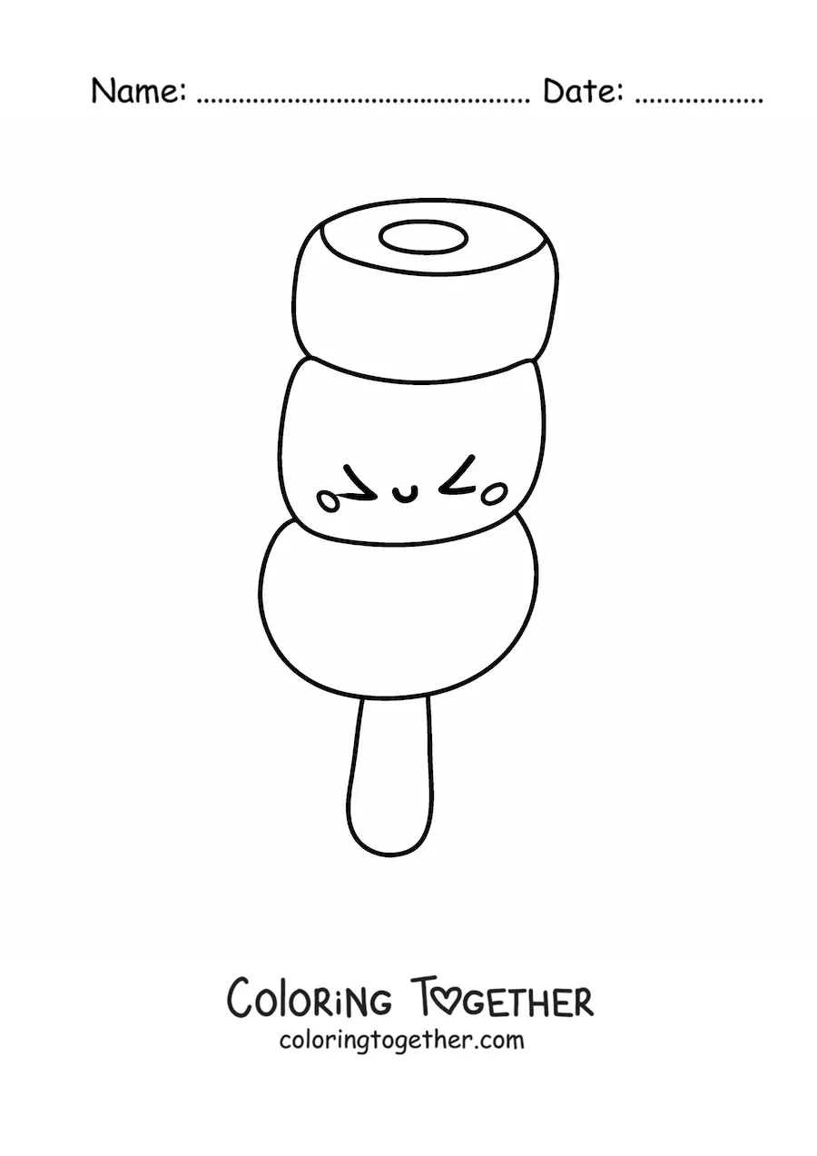 Coloring page of a cute animated popsicle