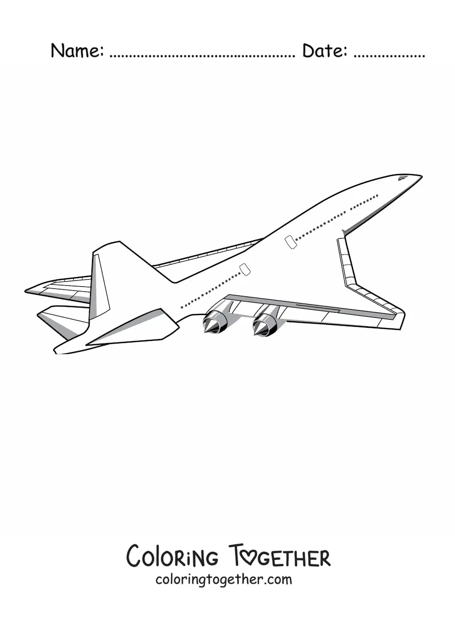 Coloring page of a plane