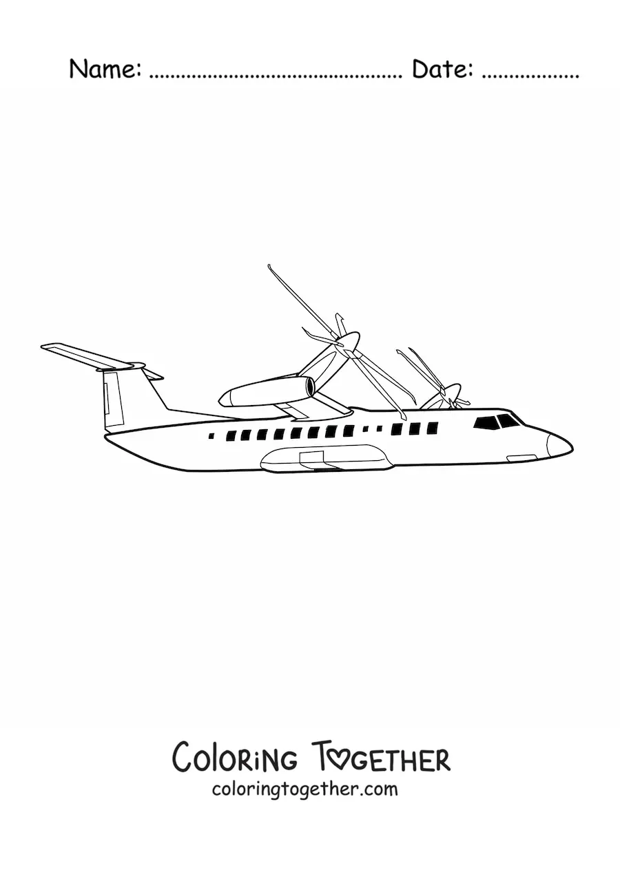 Coloring page of a propeller plane