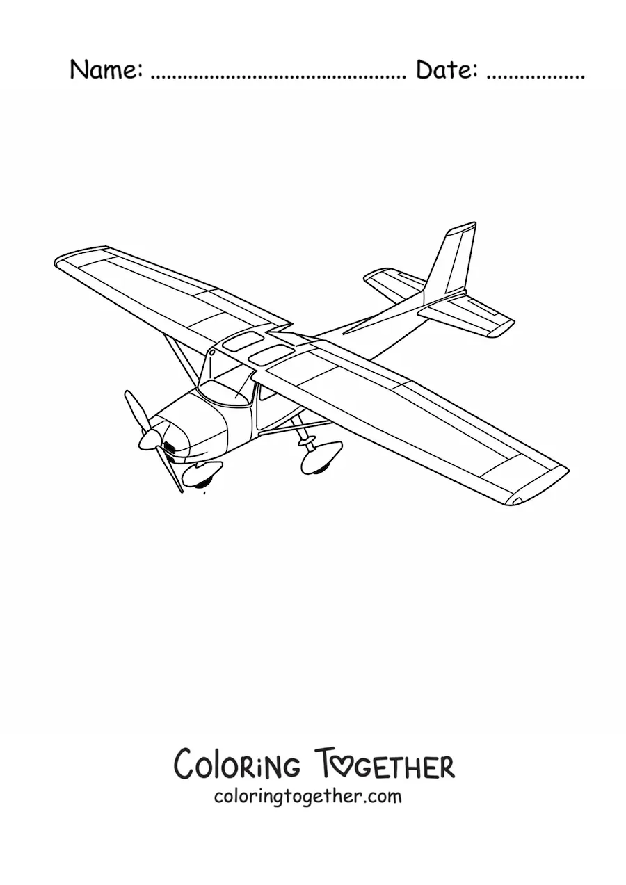 Coloring page of a light aircraft