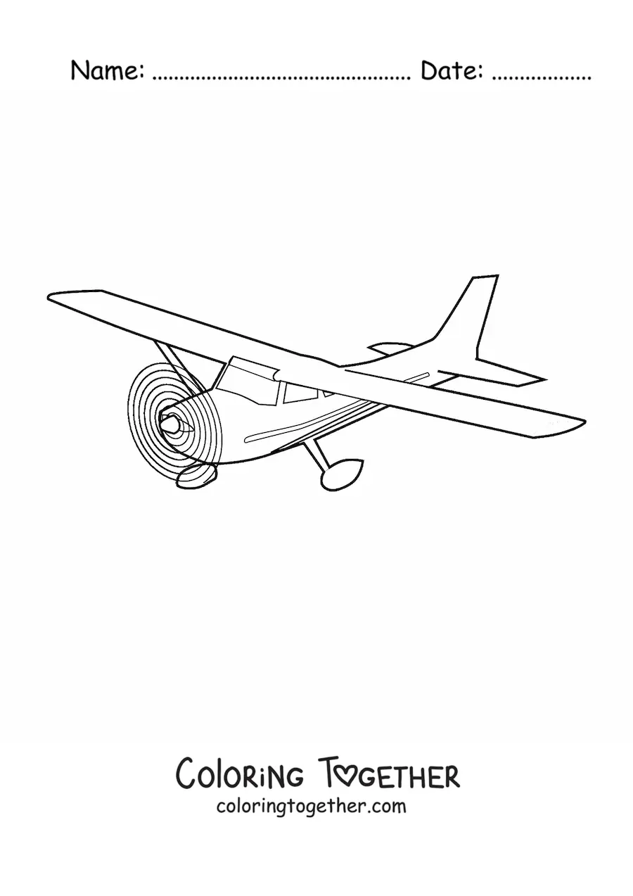 Coloring page of a light aircraft