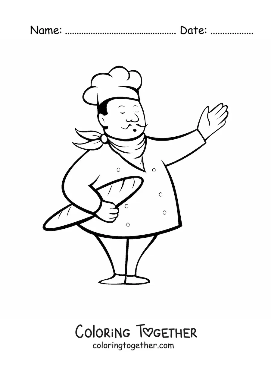 Coloring page of an easy baker chef