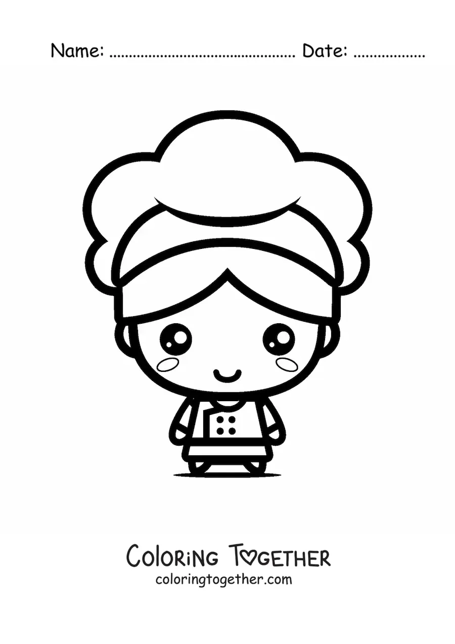 Coloring page of a big cute chef