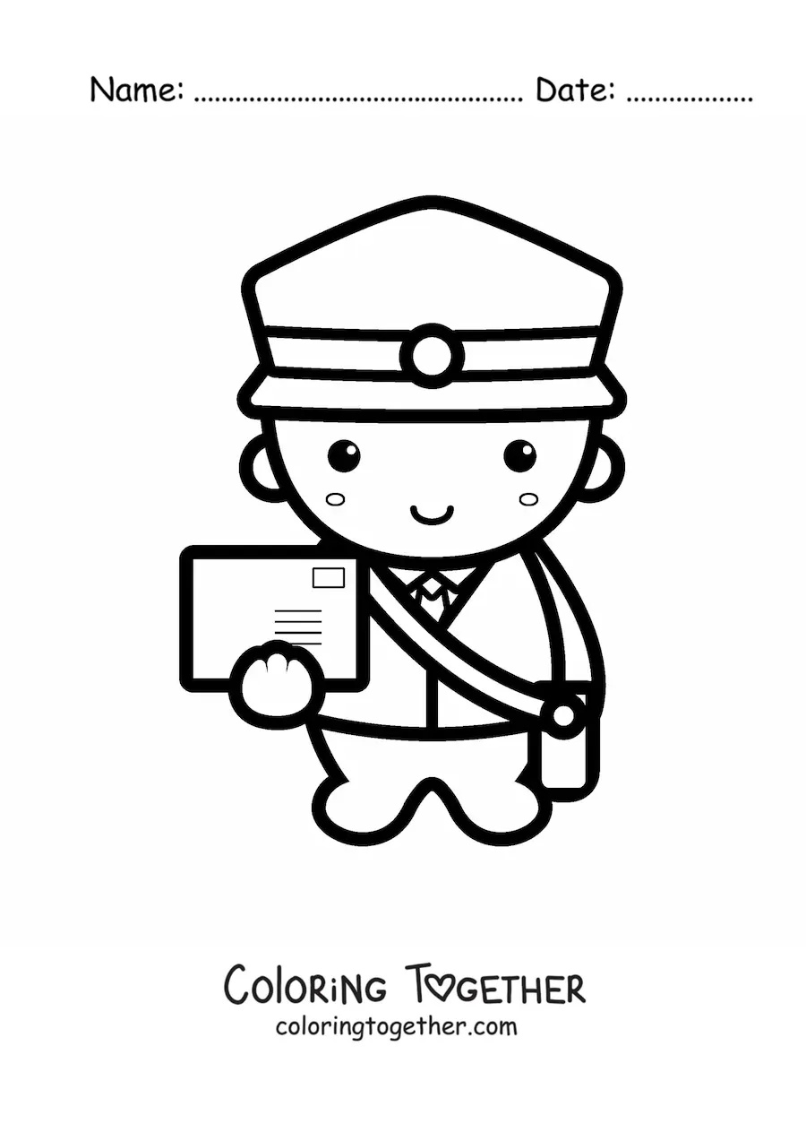 Coloring page of a big cute mailman