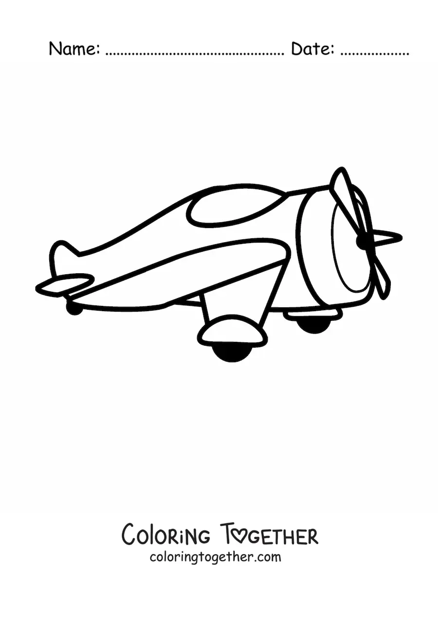 Coloring page of a light aircraft