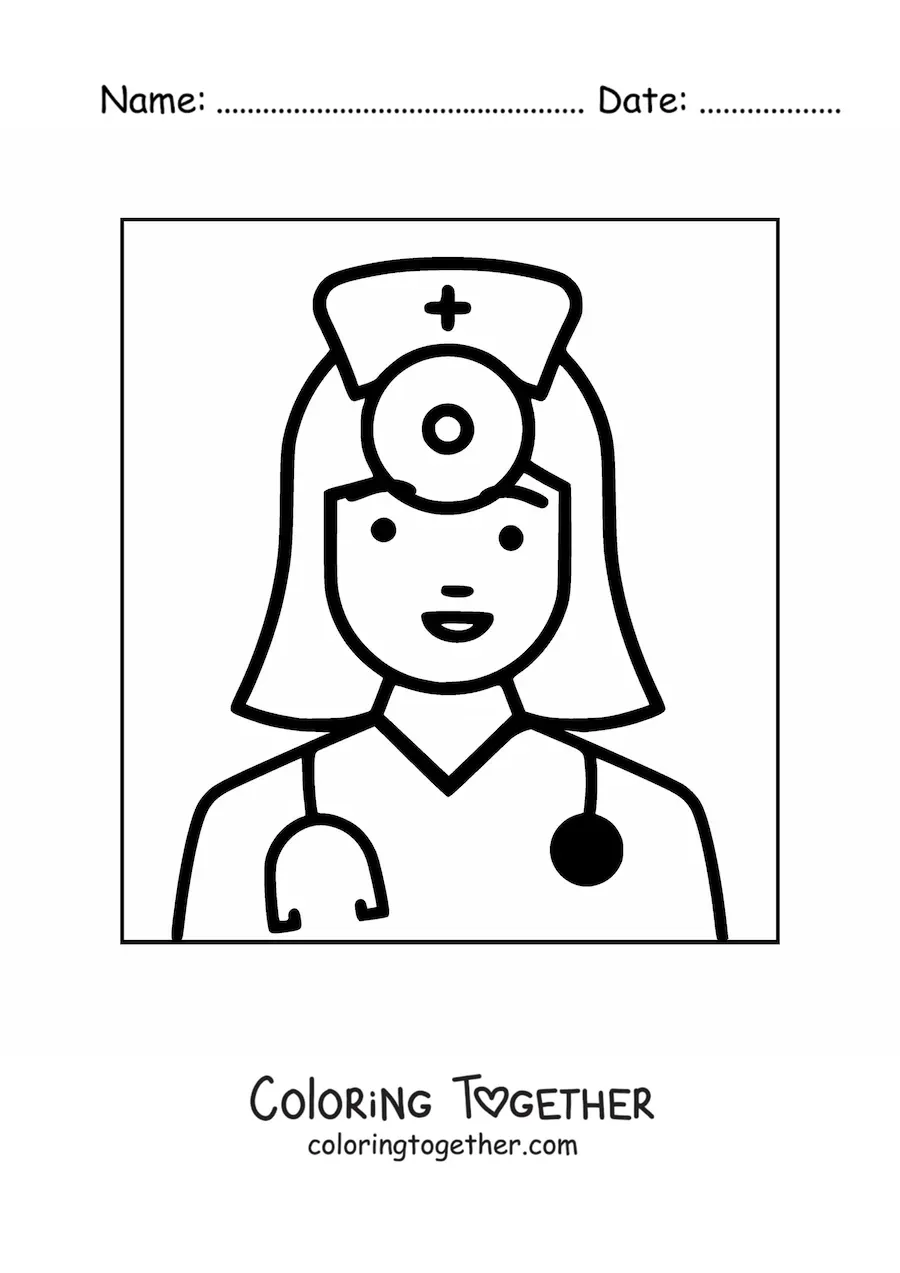 Coloring page of an easy nurse