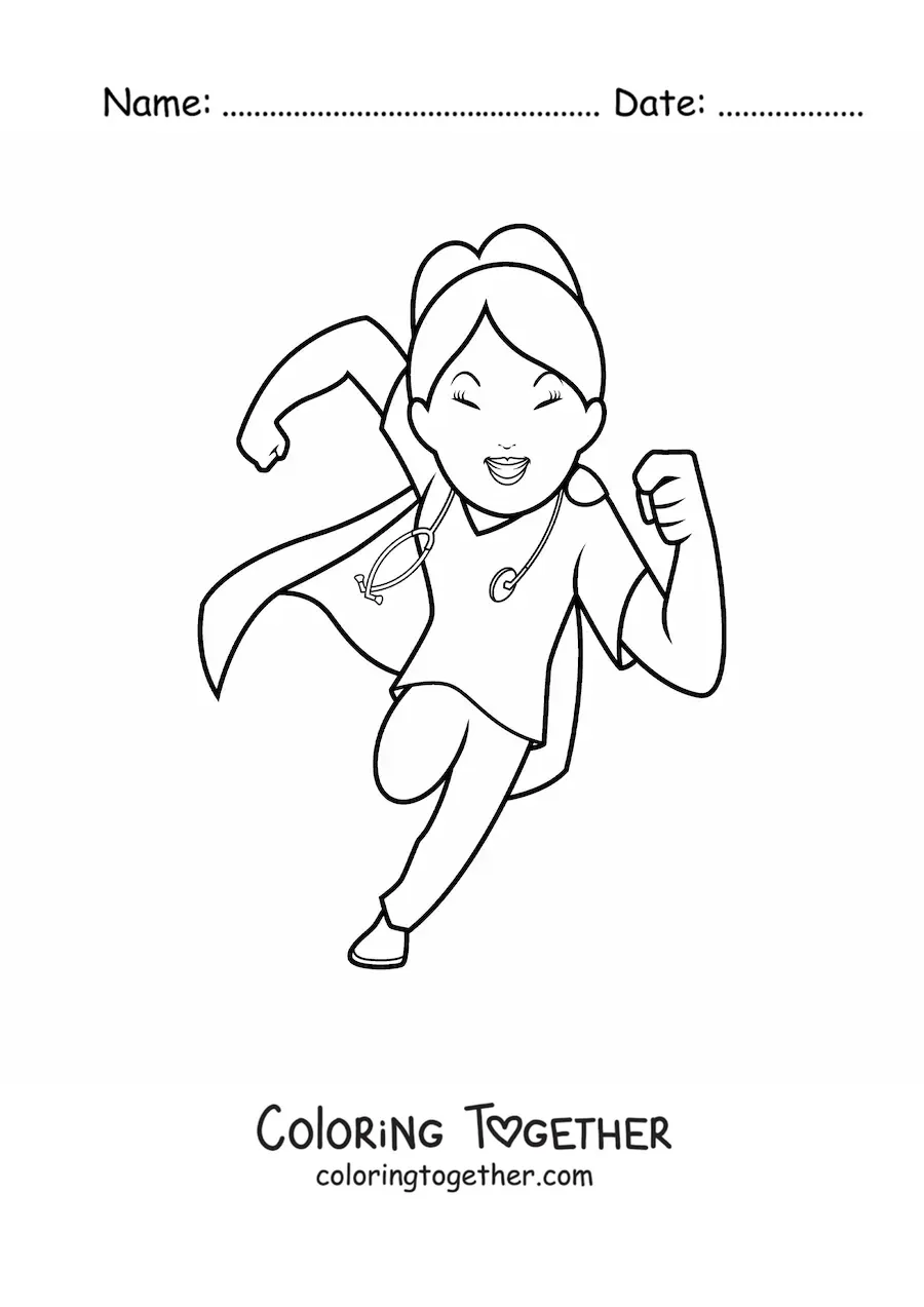 Coloring page of a heroine nurse