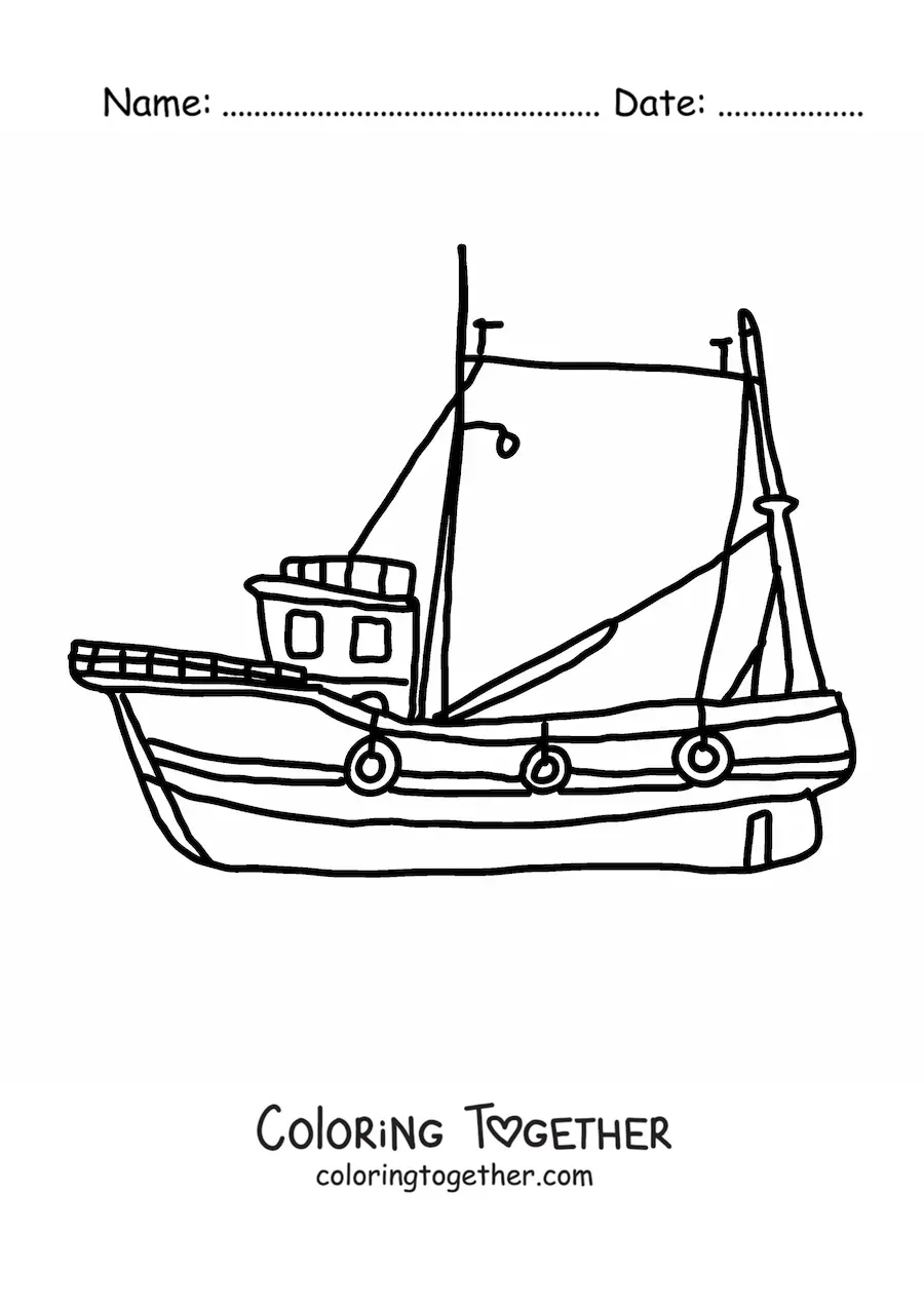 Coloring page of a sailboat