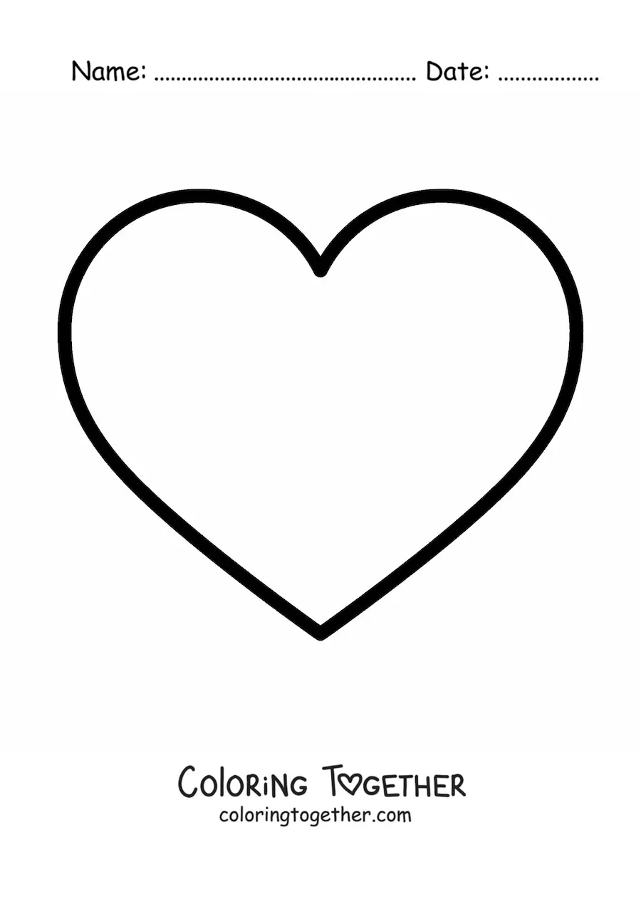 Coloring page of a big heart emoji