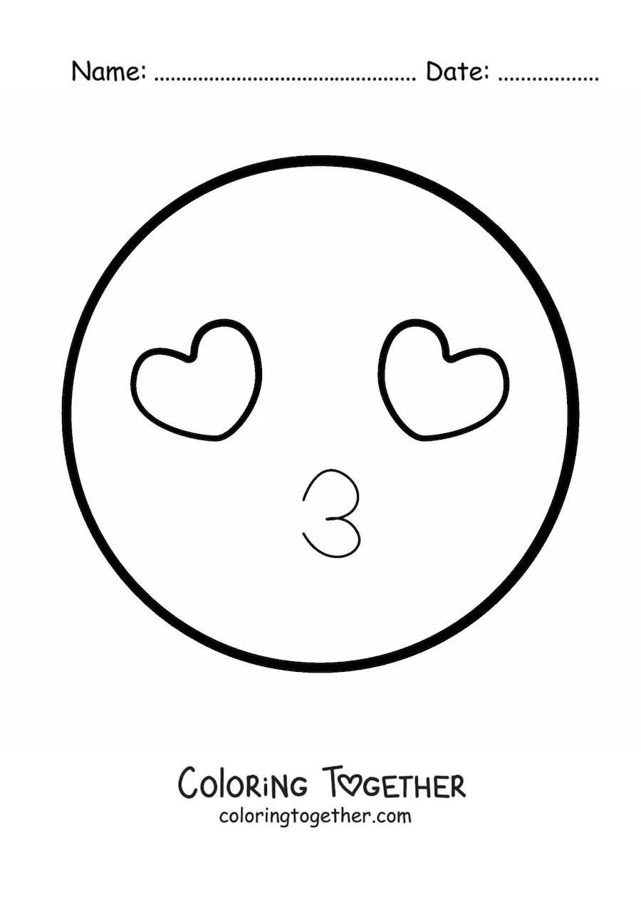 Coloring page of a big face in love
