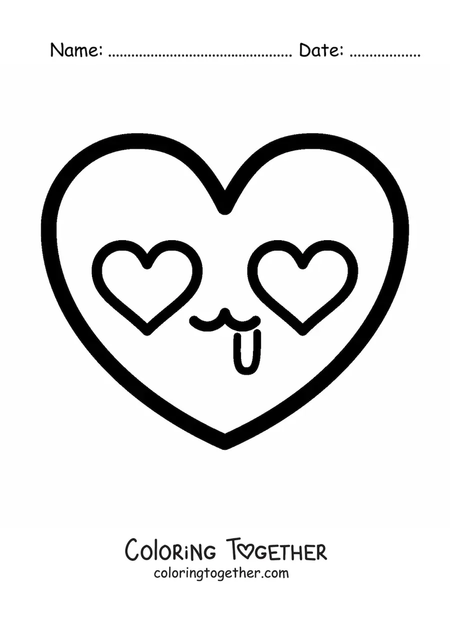 Coloring page of a big heart emoji in love