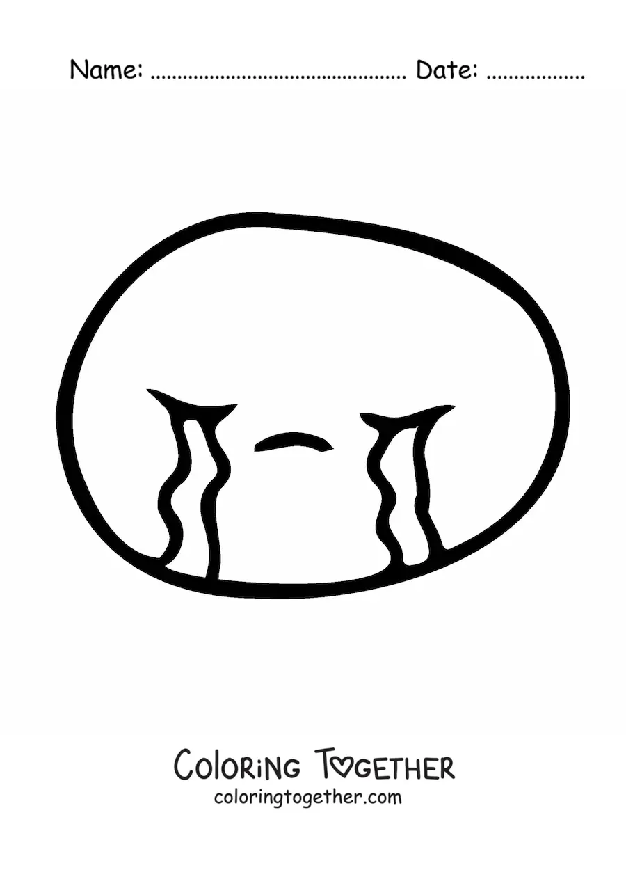 Coloring page of a crying emoji