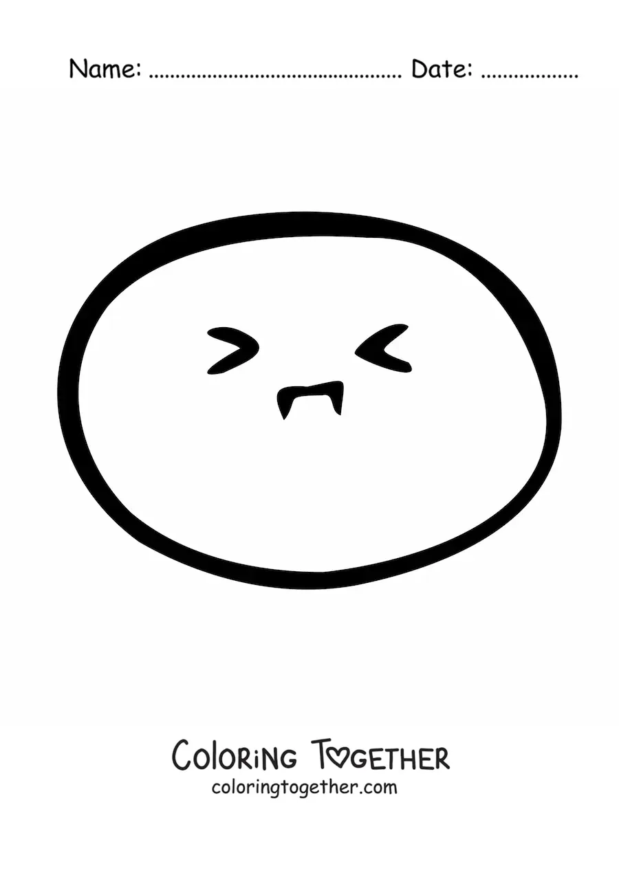Coloring page of a worried emoji