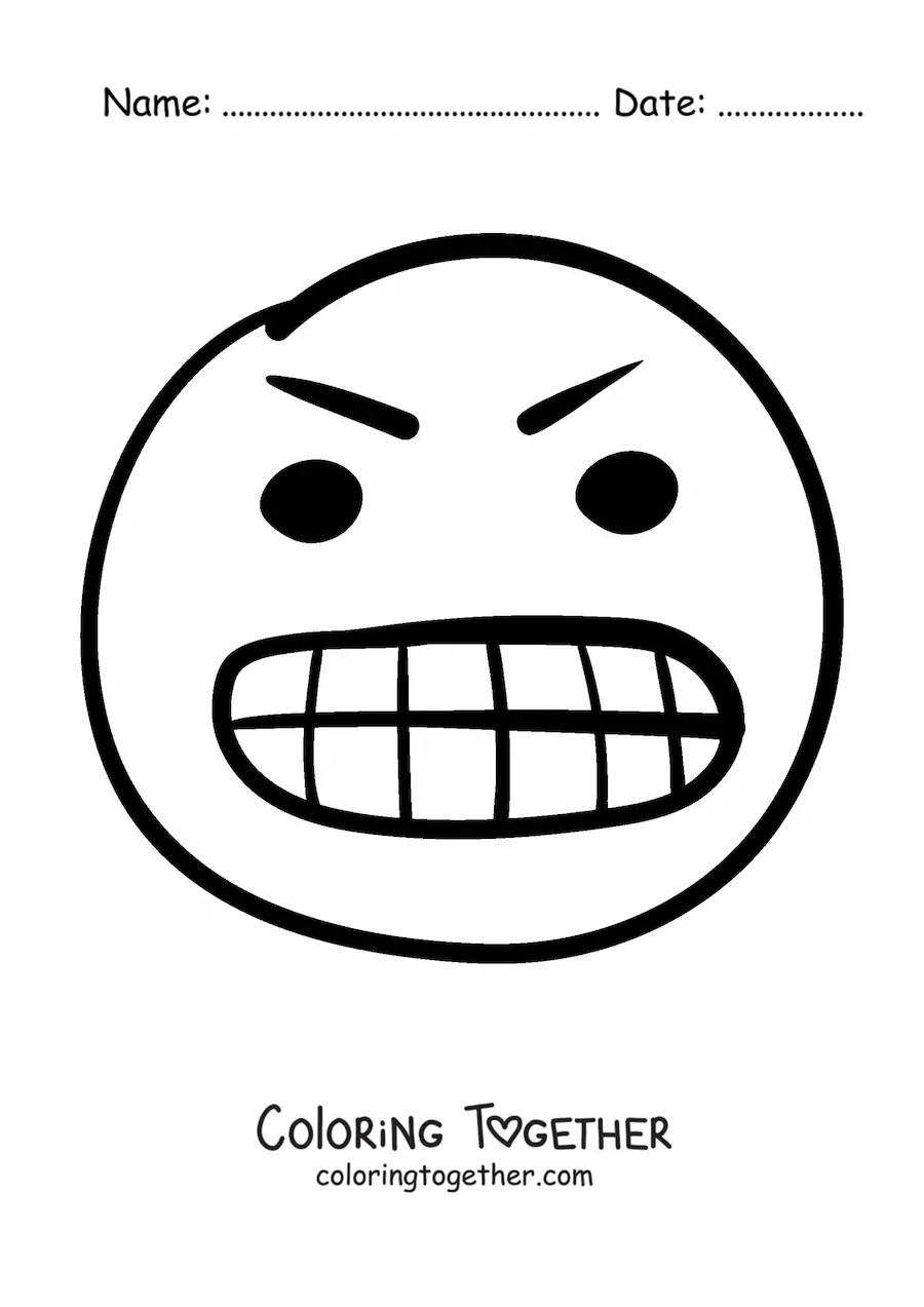 Coloring page of an easy furious face