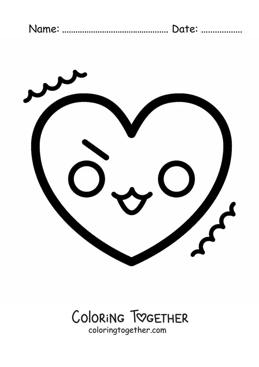 Coloring page of an angry heart emoji