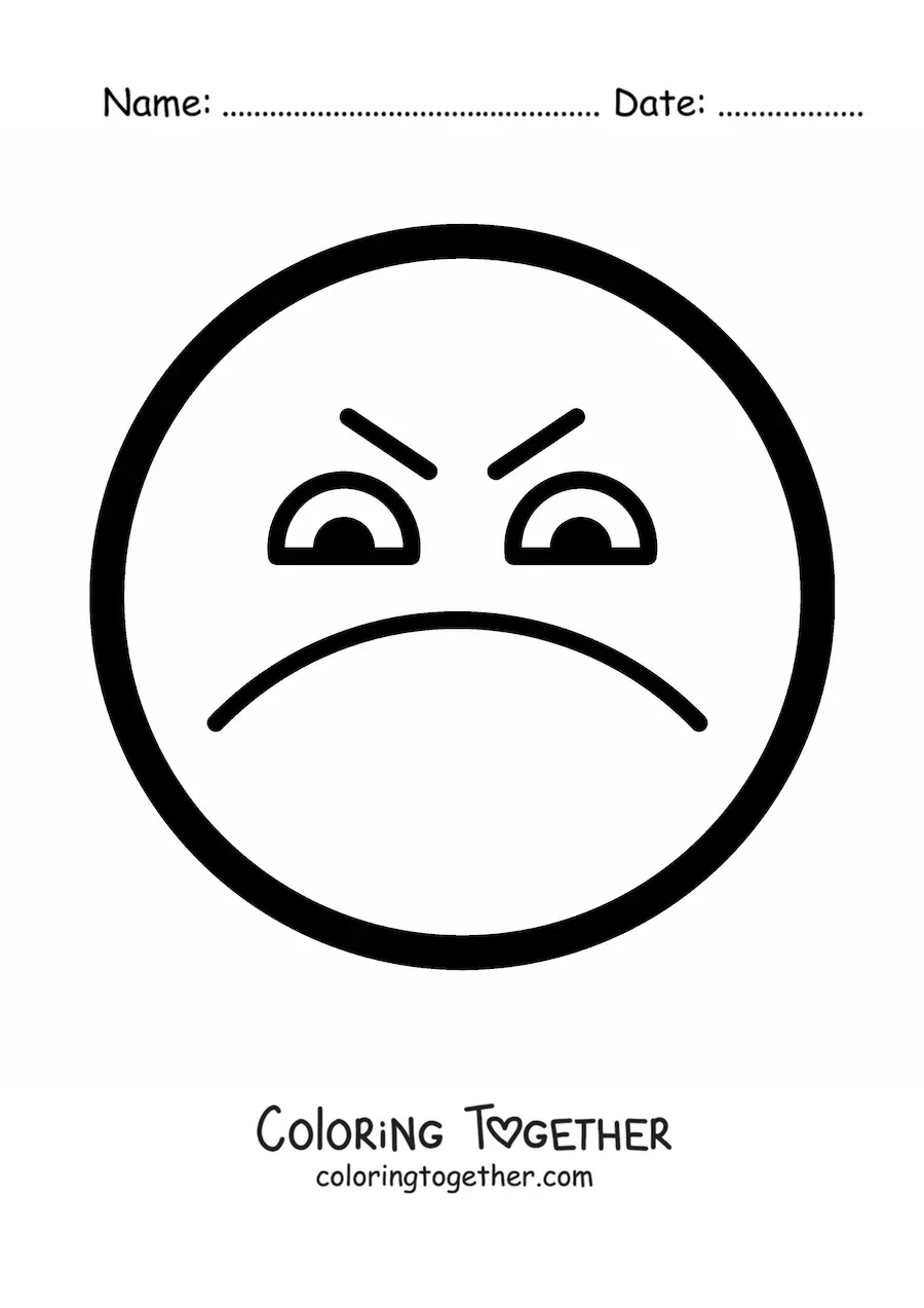 Coloring page of an angry face