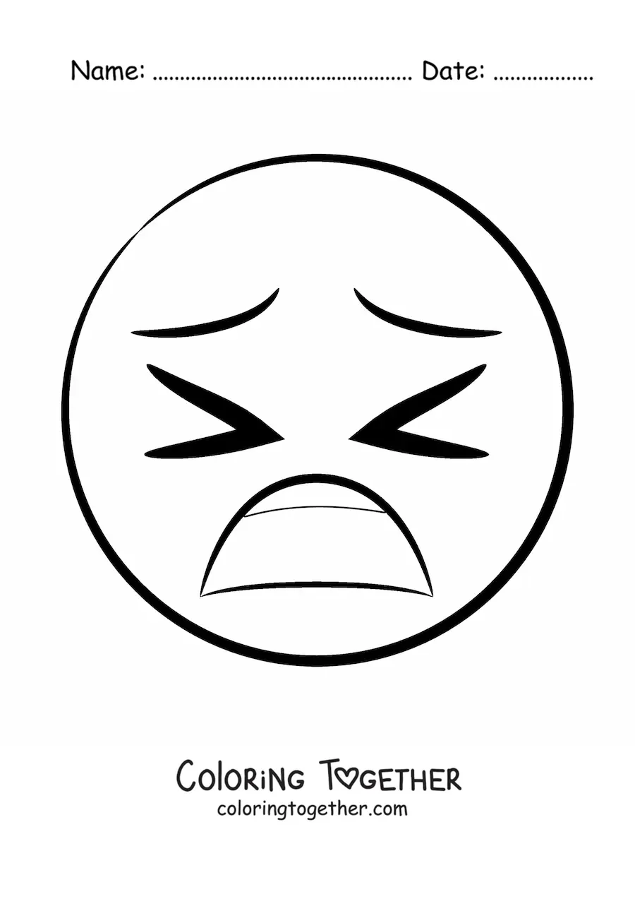Coloring page of a fear emoji