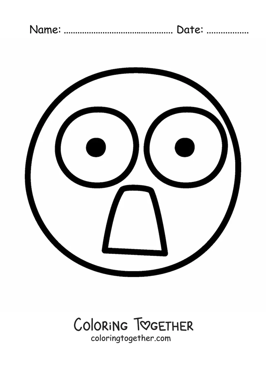 Coloring page of a scared face screaming