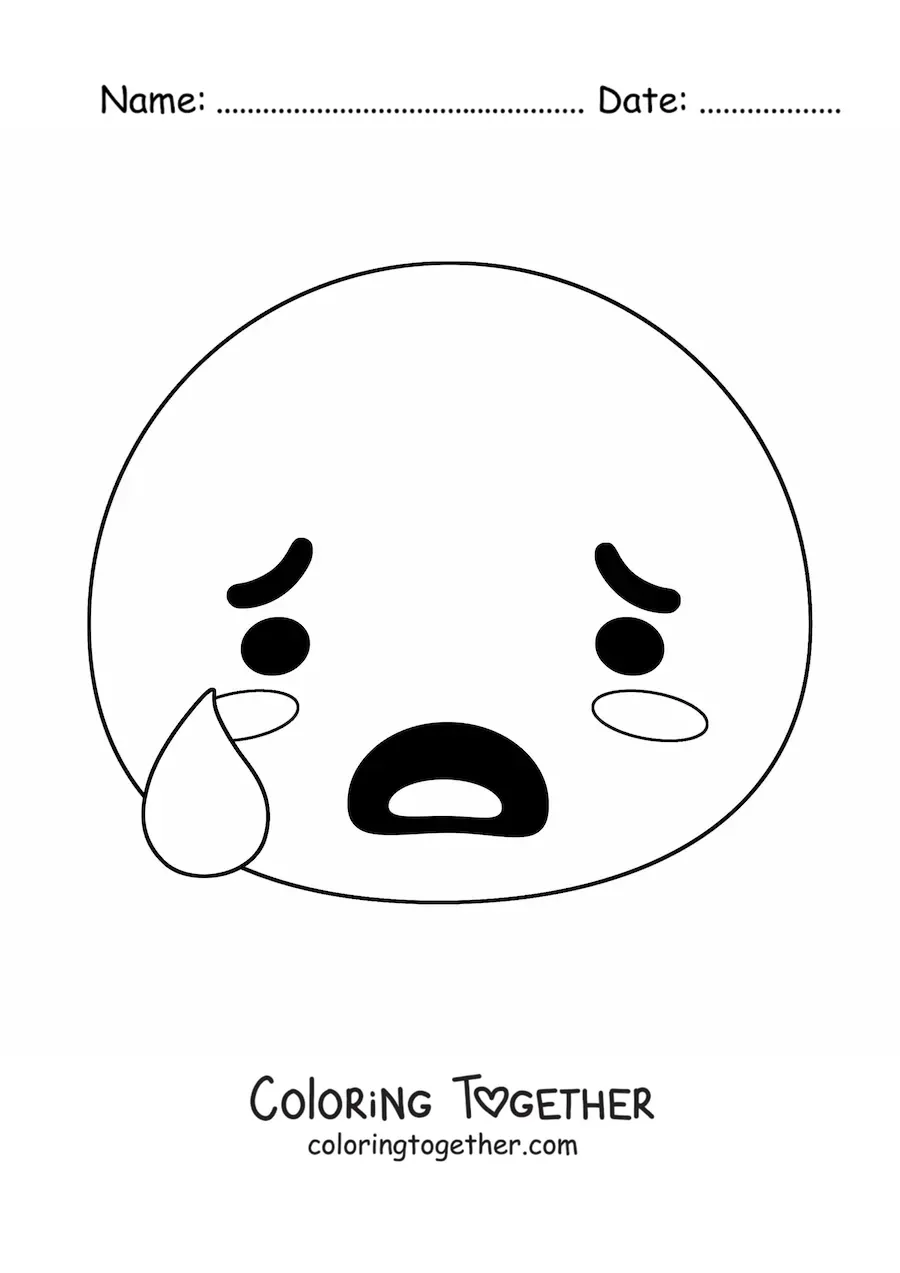 Coloring page of an animated fear emoji