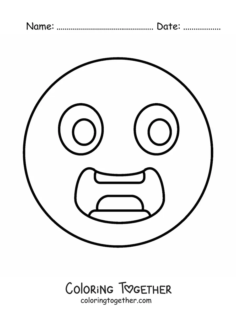 Coloring page of a fear emoji