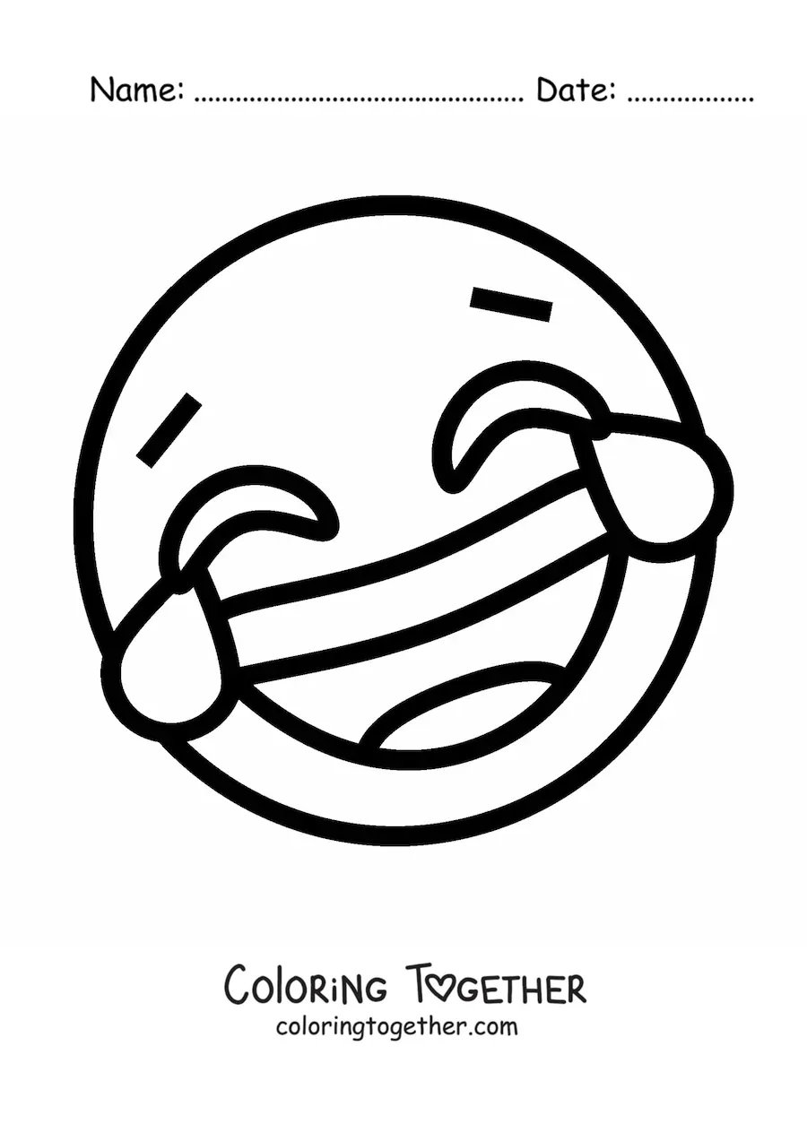 Coloring page of a laughing emoji