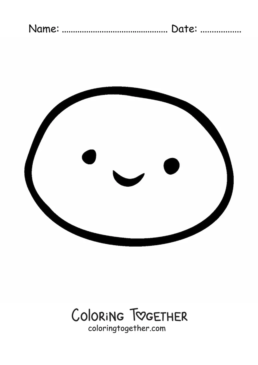 Coloring page of a happy emoji