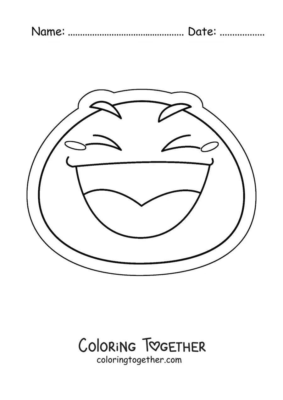 Coloring page of a laughing emoji