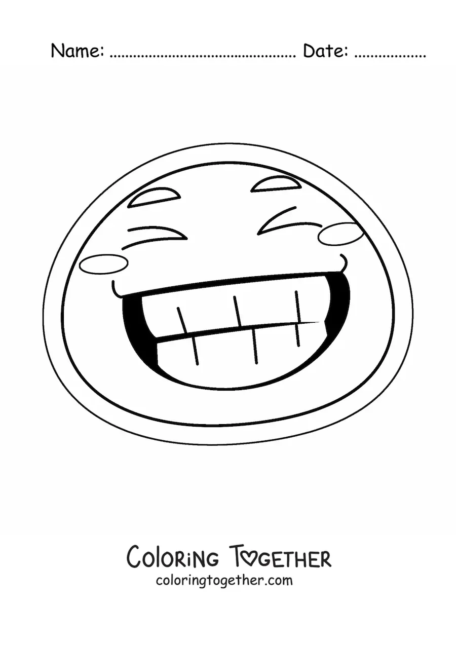 Coloring page of a smiling emoji