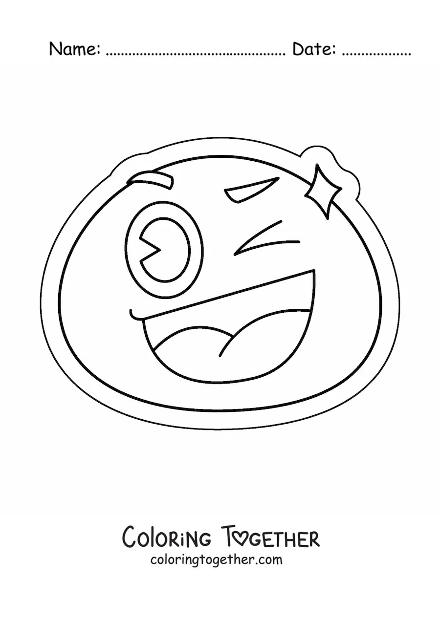 Coloring page of a joyful emoji