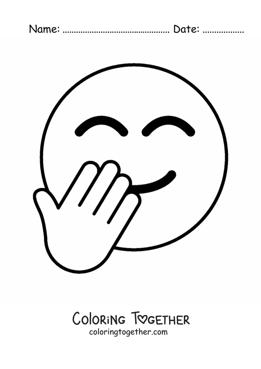Coloring page of a laughing face emoji