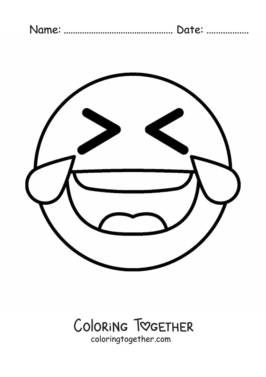 Coloring page of a laughing emoji