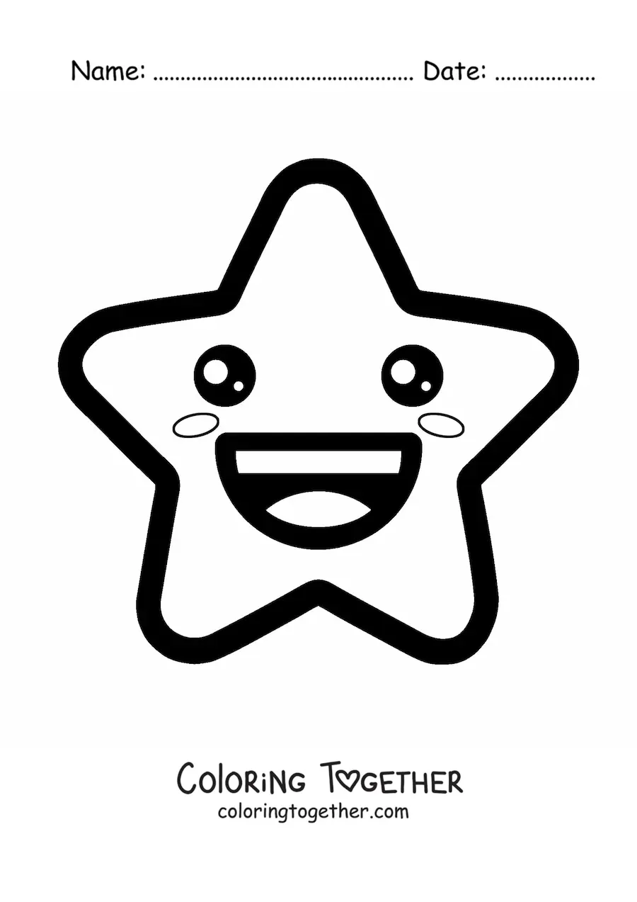 Coloring page of a happy star emoji