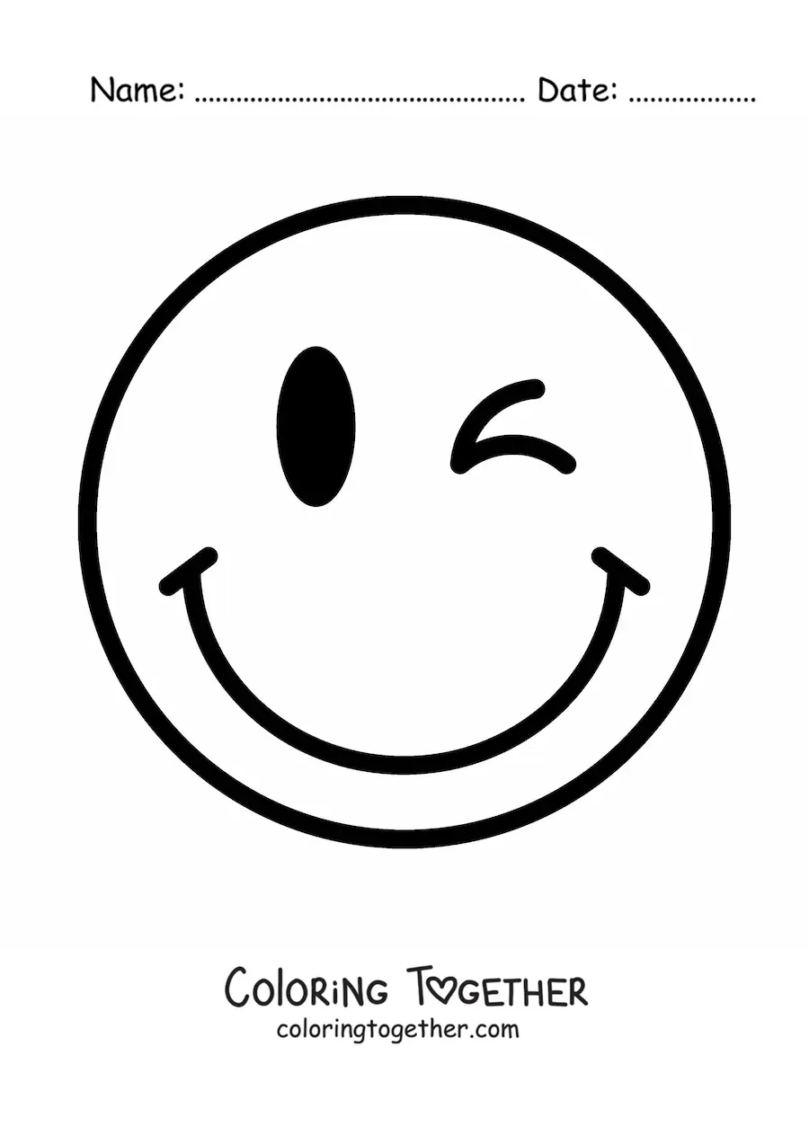 Coloring page of a big happy face