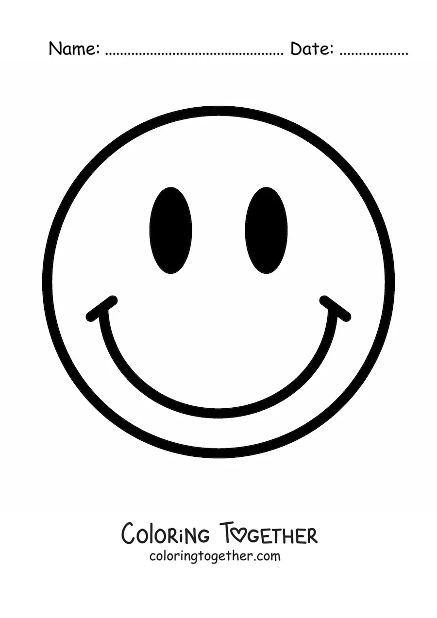 Coloring page of an easy happy face