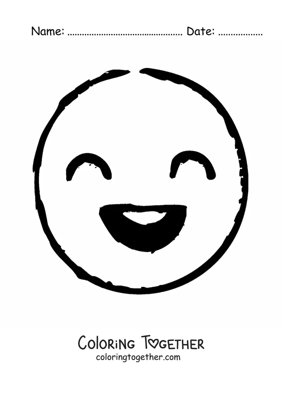 Coloring page of a happiness emoji