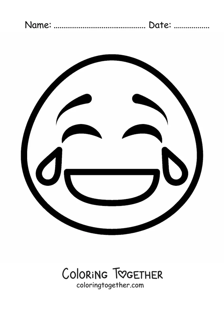 Coloring page of a laughing face emoticon