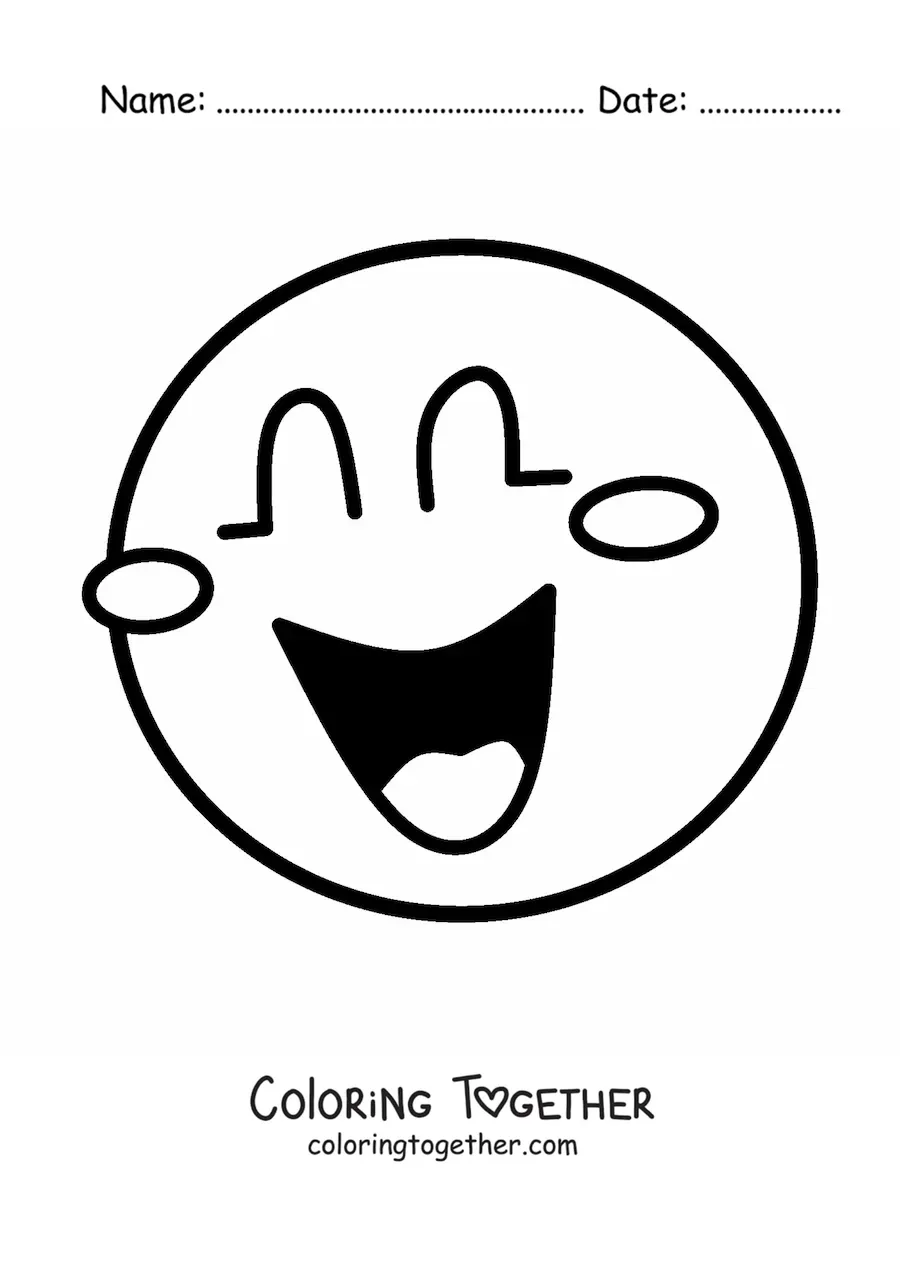 Coloring page of a laughing emoticon