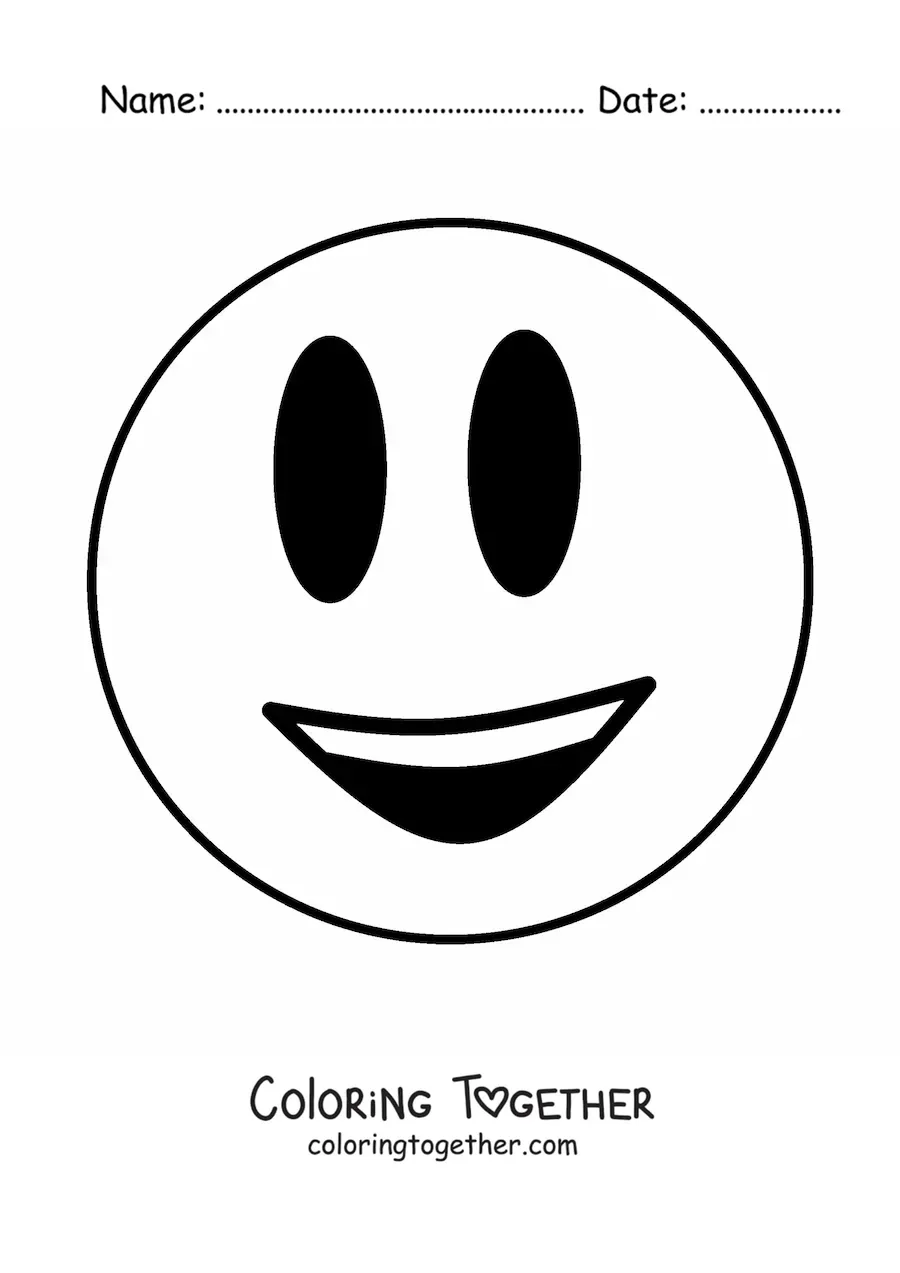 Coloring page of a happy face emoticon