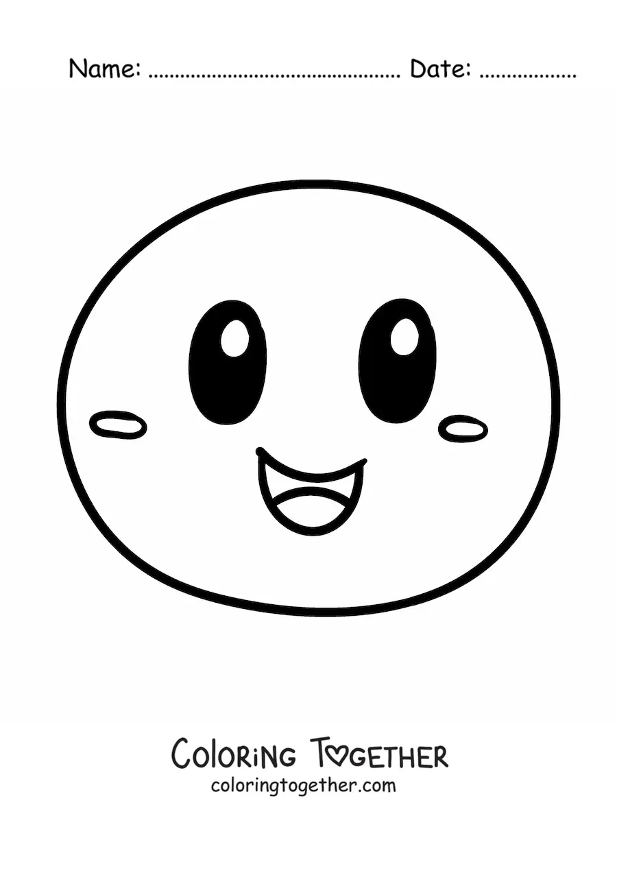 Coloring page of a happy face emoticon