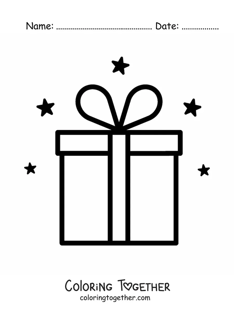 Coloring page of a birthday gift emoji
