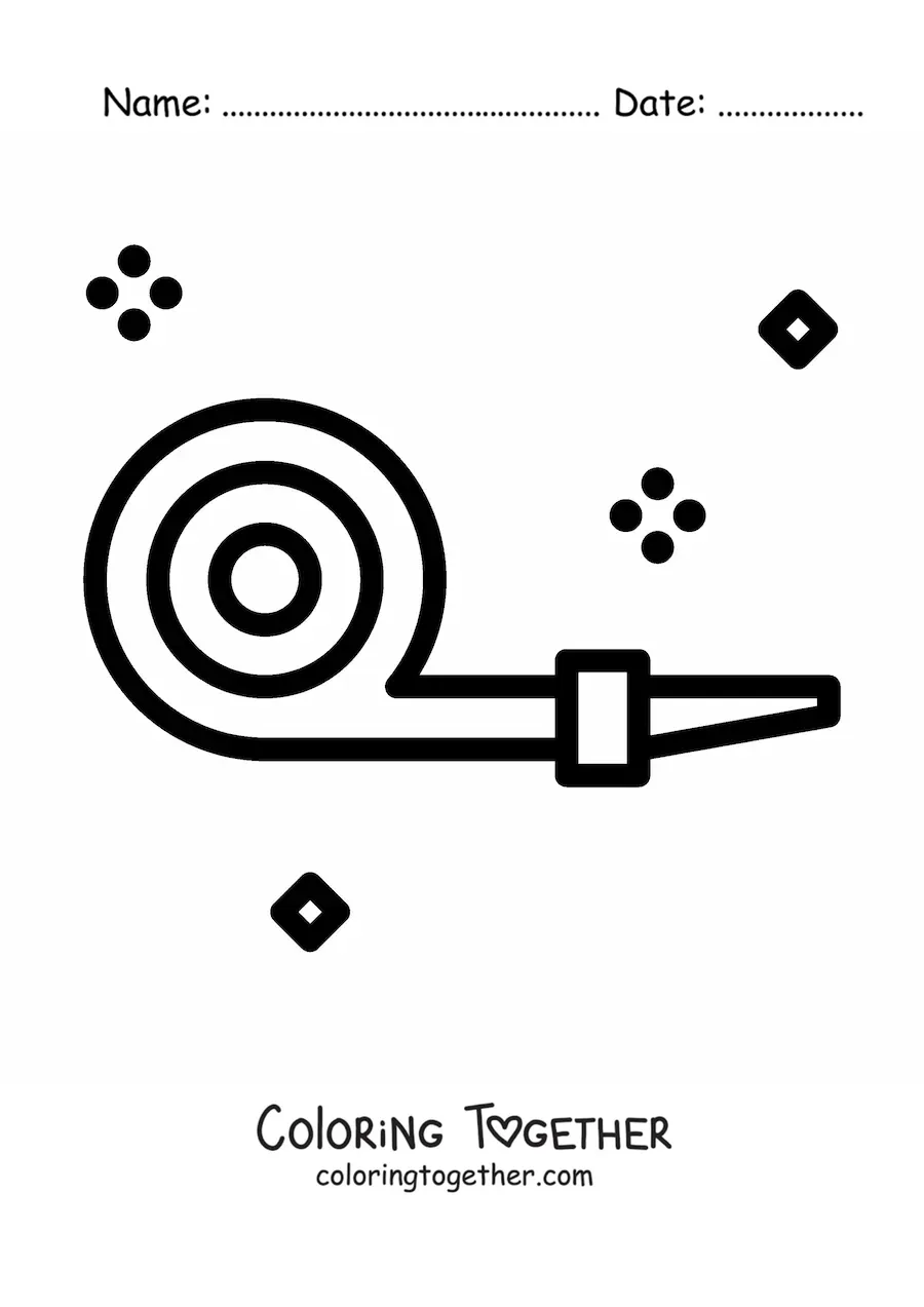 Coloring page of a birthday party whistle emoji